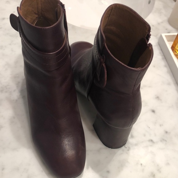 Burgundy Monoprix Leather Booties - Picture 1 of 4